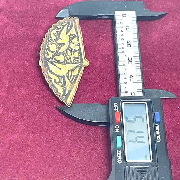Vintage Spanish Damascene Fan Brooch - Picture 2 of 5